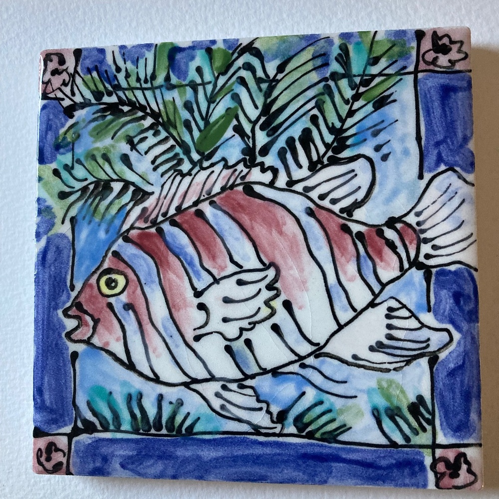“HOST PICK”” Fish Ceramic Tile Made in Mexico